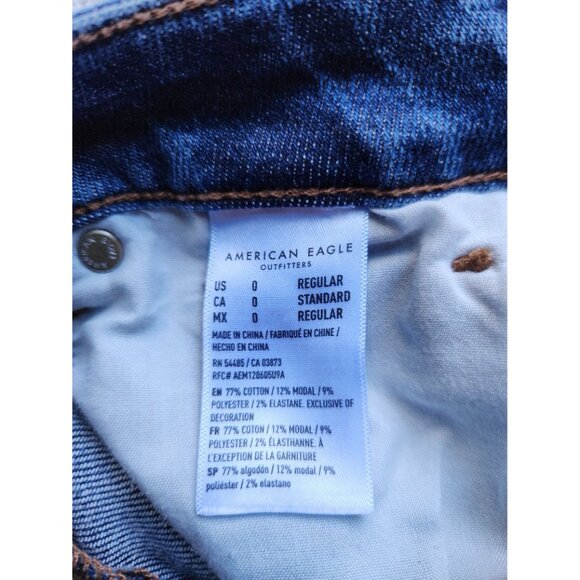 American‎ Eagle Women's Size 0 Distressed Denim Mom Jean Shorts - Picture 4 of 4